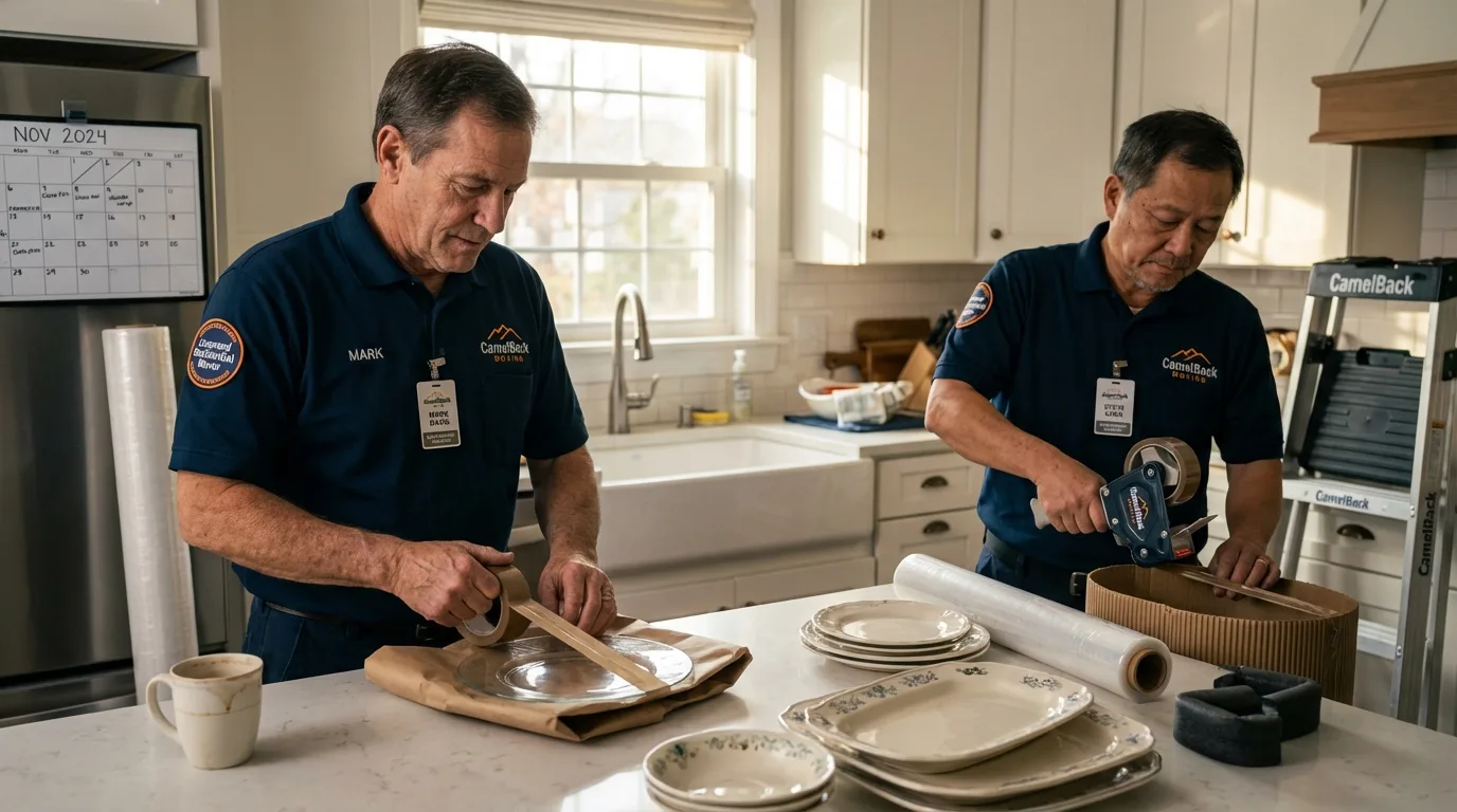 Professional crew packing kitchen dishware in Wilsonville, OR
